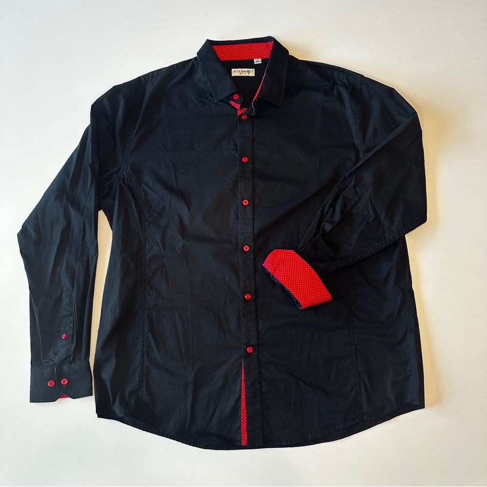 Alex Vando Men’s Size XL Black/Red Button Down Shirt
